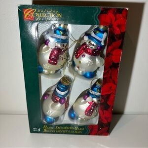 Holiday collection Hand decorated Glass snowman Christmas ornament